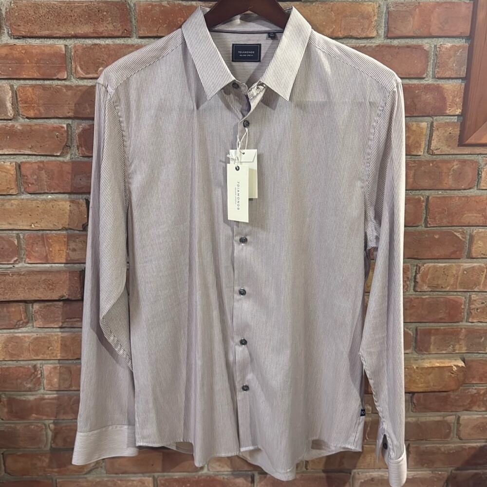 NEW 7 Diamonds Rose Origins Striped Dress Shirt Mens XXL Purple Pink NWT